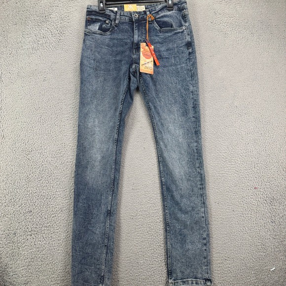 Weatherproof Vintage Soft-Lux‎ Mens Slim Jeans 36X34 Blue Distressed Denim NEW